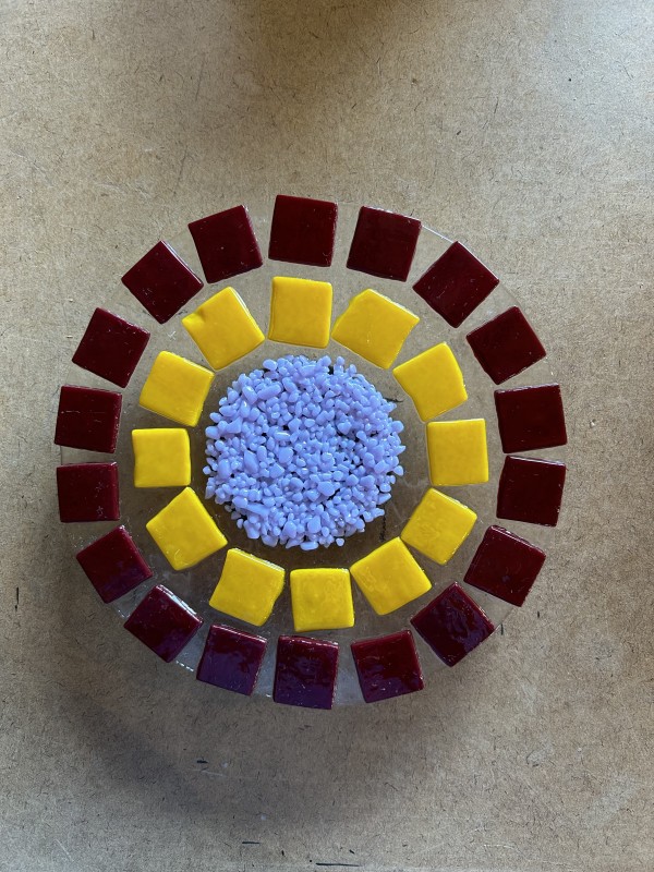 Garden Stake - Flower (on clr, deep red yellow w/lavender cntr) by Cindy Cherrington