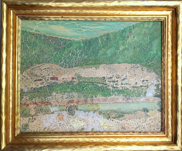 Gertrude Rogers Landscape Oil Painting "Pleasant Valley" in Gold Frame by Tristina Dietz Elmes