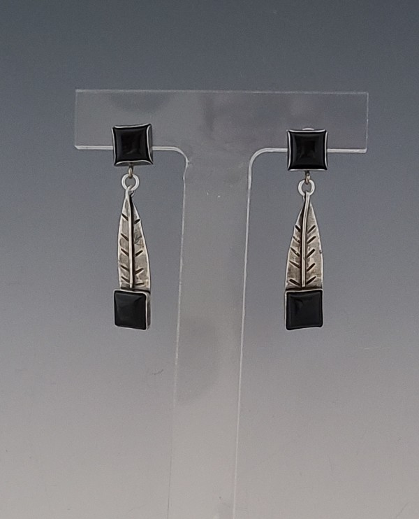 Black Onyx Feather Earrings by Susan Baez