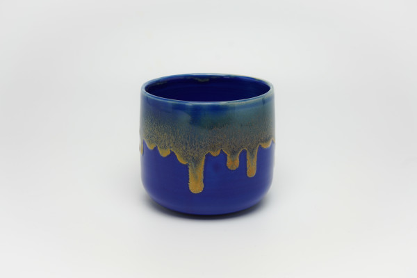 Amber Drip on Blue Planter by James Barela