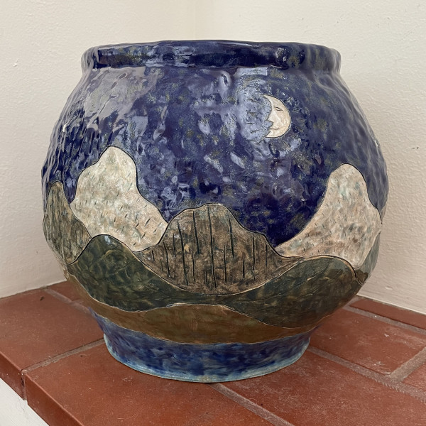 Extra large Landscape Pot with Moon and Stars by Nell Eakin