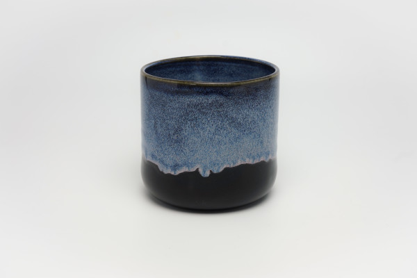 Blue Drip on Black Planter by James Barela