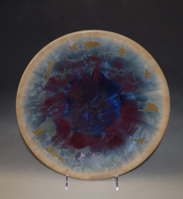 Large Blue and Red Plate by Nichole Vikdal