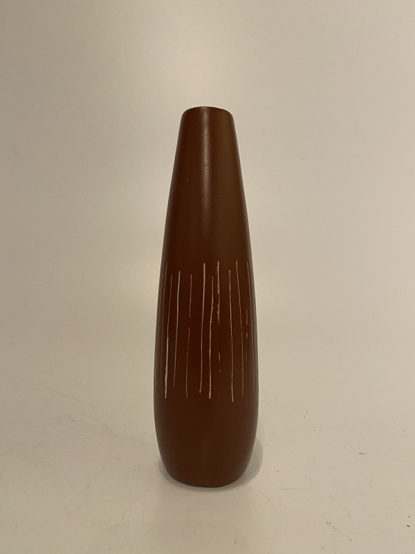 Tubular incised ikebana vase