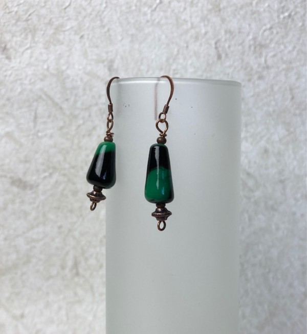 Art Deco Green/Black Earrings by Luann Roberts Smith