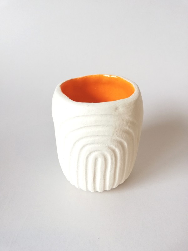 Mandarin Orange Pot - round medium by Jo Richards Hooker Artist