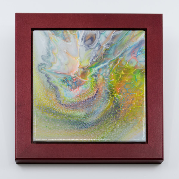 Fluid Art 7-3/4" Russet Red Framed Tile by Sandy Miller