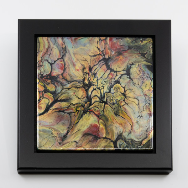 Fluid Art 7-3/4" Black Framed Tile by Sandy Miller