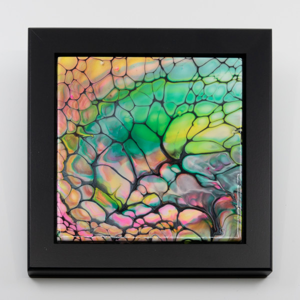 Fluid Art 7-3/4" Black Framed Tile by Sandy Miller