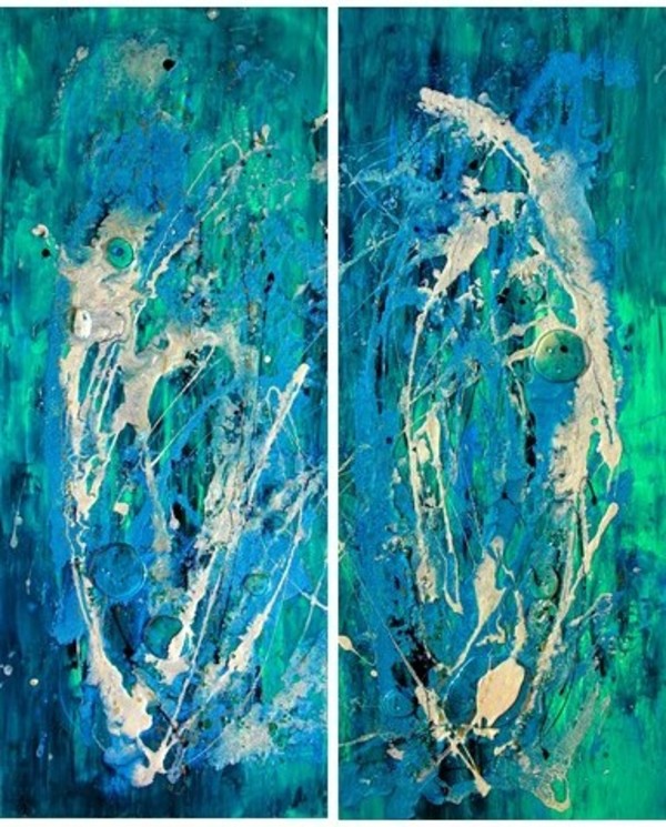 Topaz Blue - Diptych (2 panels) by Tristina Dietz Elmes