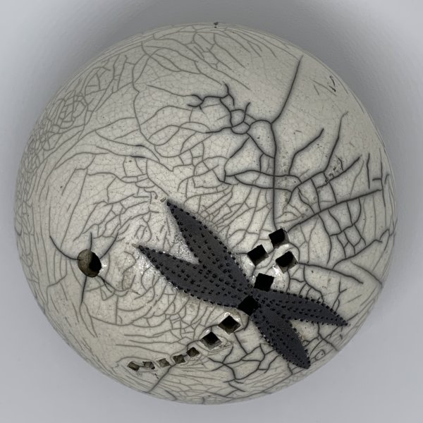 White Crackle Dragonfly Stone by Joe Clark