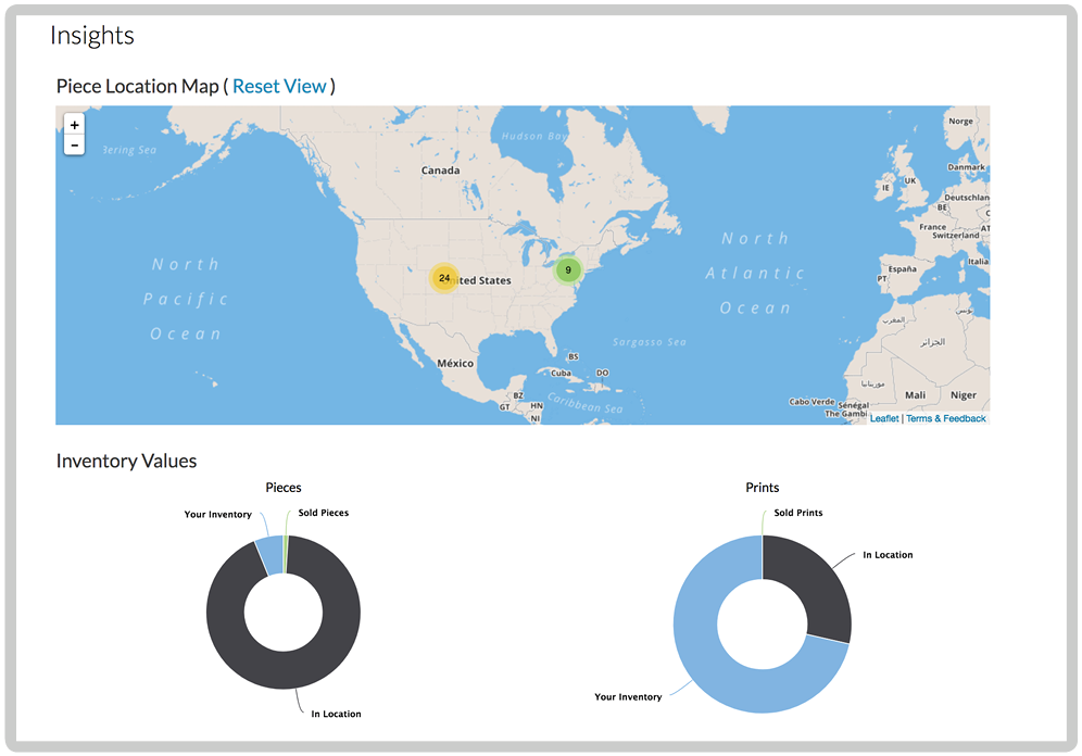 Image of art piece inventory details seen in the collectors' user interface of Artwork Archive.